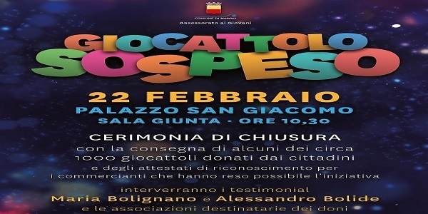 Napoli: giocattolo sospeso, domani la cerimonia di chiusura a Palazzo San Giacomo