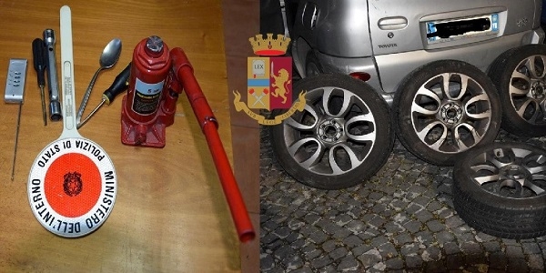 Torre del Greco: rubano pneumatici di una vettura in sosta, arrestati dalla polizia