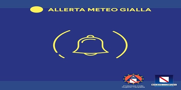 Allerta meteo Gialla dalle 10 alle 22 di domani sulla Campania Centro-Settentrionale